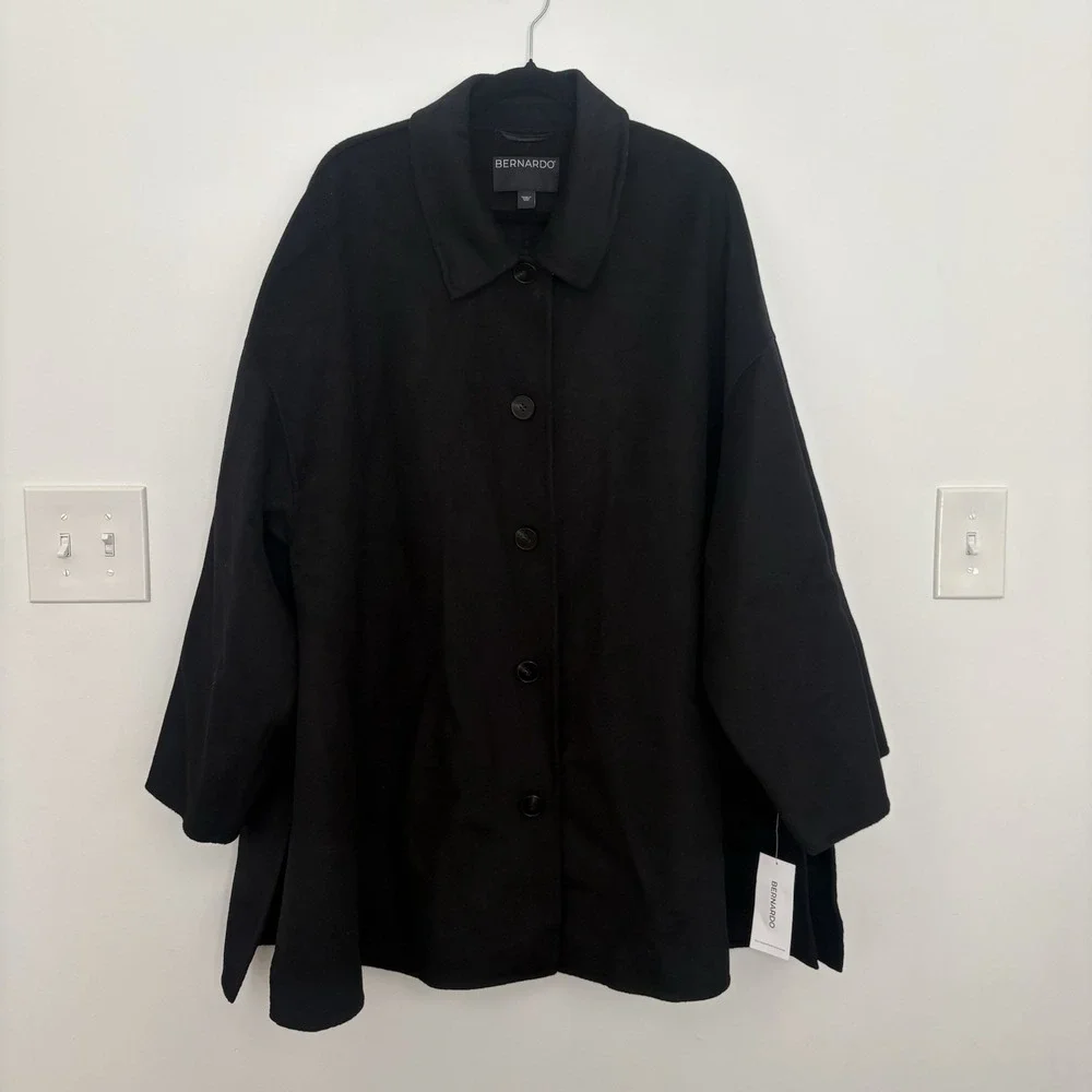 Bernardo Women's XXL Double Face Coat/Shacket Relaxed fit Black ClassyWork